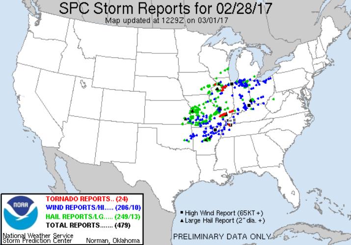 Severe Weather Midwest to East Coast Situation A fast moving system of severe weather in the Midwest caused multiple tornado touchdowns throughout the region.