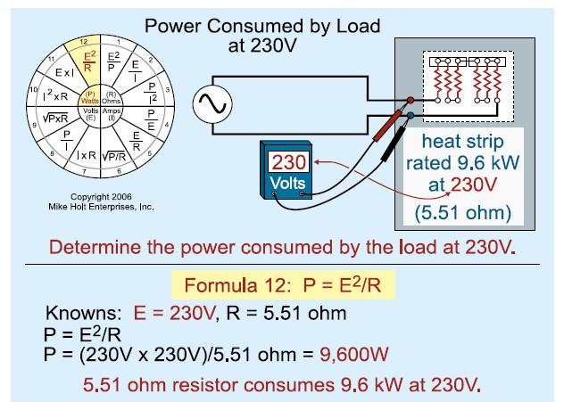 (Figure 10) Example of Power Consumed by Load calculation - E²/R Series & Parallel Circuits generally occur as parts of a more complex electrical system