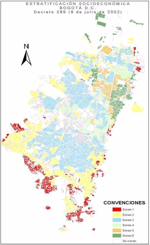 Figure A1: Spatial Distribution of Estratos in the City of Bogota Source: