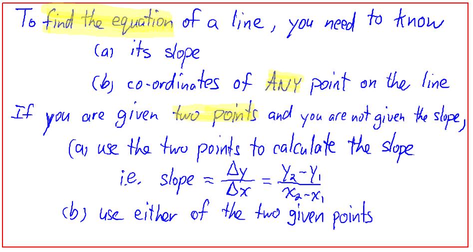 FINDING EQUATIONS OF LINES GIVEN A SLOPE AND A POINT OR GIVEN TWO POINTS