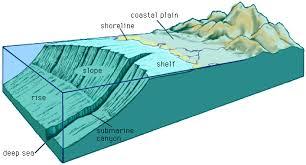 Continental Slope Begins at the shelf edge where water depth starts to increase rapidly (it slopes down toward the deep ocean) Changes from continental crust to oceanic crust About 200km