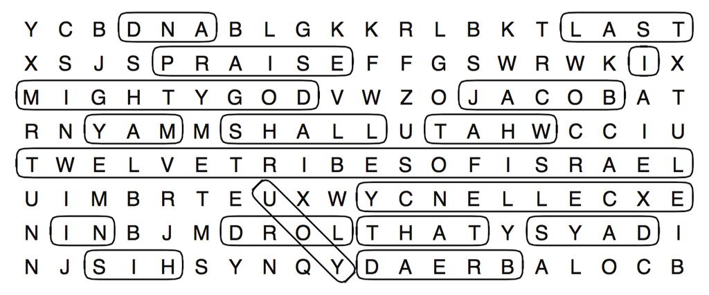 THE KEY WORDS (ABOVE) IN BOTH THE WORD SEARCHES And Jacob called his sons and