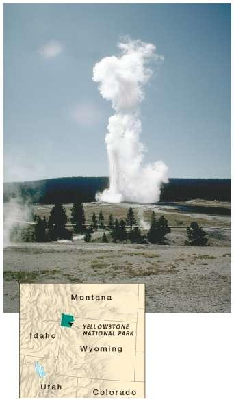 Geysers Intermittent hot spring Hot water ejects (erupts) sporadically