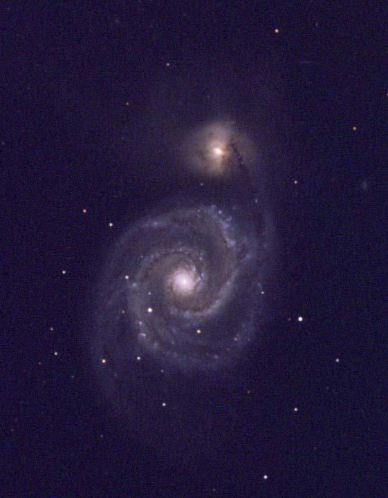 Galaxy M51: In the constellation Canes Venatici, shining at a visible magnitude of 8.4 is the Whirlpool Galaxy, or M51. This galaxy also carries the designation NGC5194.