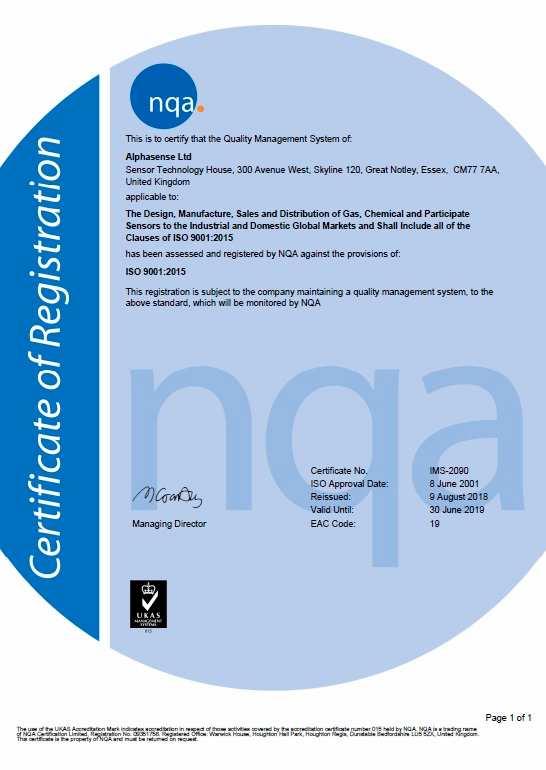 ISO-9001 Certificate Alphasense