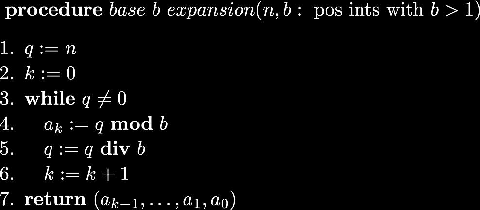 Algorithm: constructing base b expansion Rosen