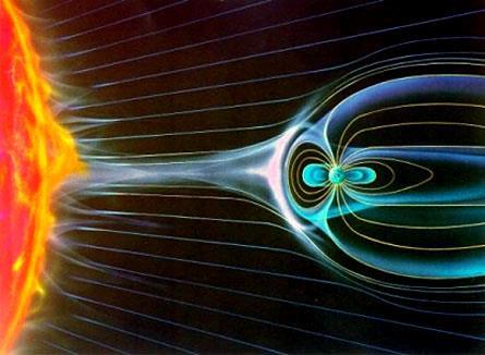 Earth has 2 magnetic poles, North geomagnetic pole and South geomagnetic pole Earth s magnetic field extends beyond the atmosphere into space, called the magnetosphere Scientists are unsure of the