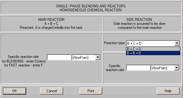 For mathematical modeling of the reactor let us use the Menu option Batch reaction/blending (Figure 3-1) and select Batch reactor. General pattern.