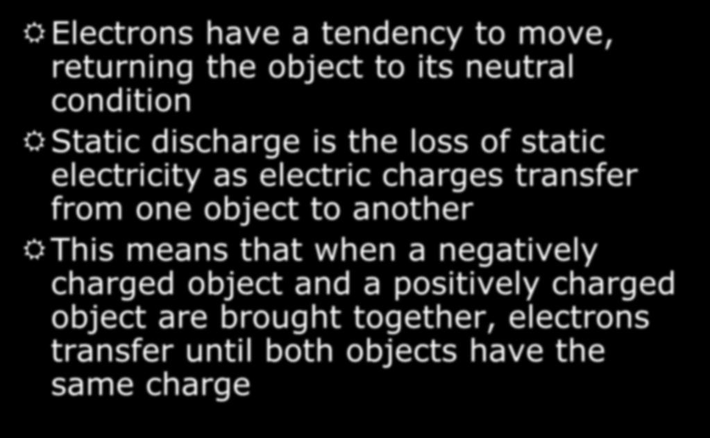 from one object to another This means that when a negatively charged object and a