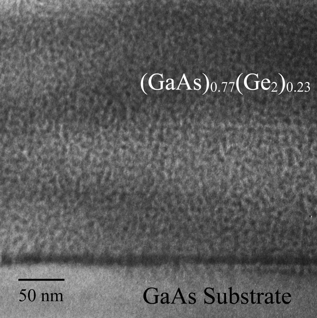 occurring. Interestingly, Norman et al. observed pronounced phase separation of (GaAs) 1-x (Ge 2 ) x alloys grown by MOCVD, forming a network of Ge-rich ribbons within a GaAs-rich matrix.