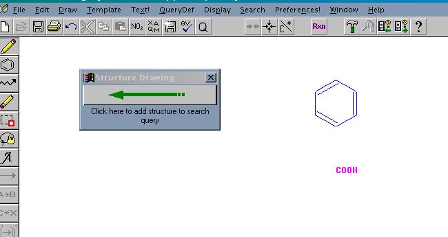 Figure 19. Adding Functional Group to Structure Drawing Screen Next, click on drawing workspace to add functional to your search strategy.