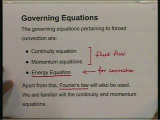 Nusselt number and Prandtl number, let us start looking at the governing equations for forced convection.