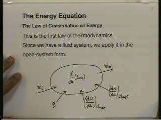 (Refer Slide Time: 24:58) The energy equation represents the law of conservation of energy - the first law of thermodynamics.
