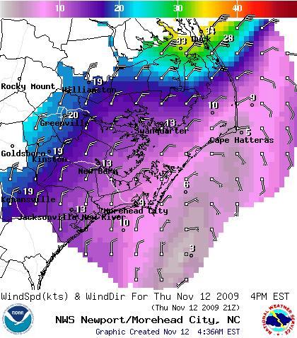 Winds The strongest winds will affect the Northern Outer Banks and Albemarle Sound Regions through this afternoon with NE winds of 25 to 35 mph with