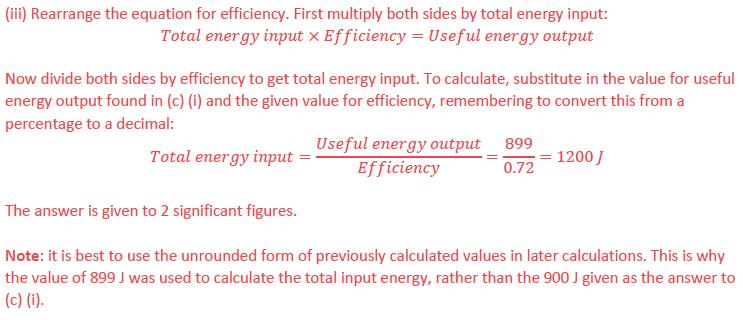 (iii) Calculate the total energy input.