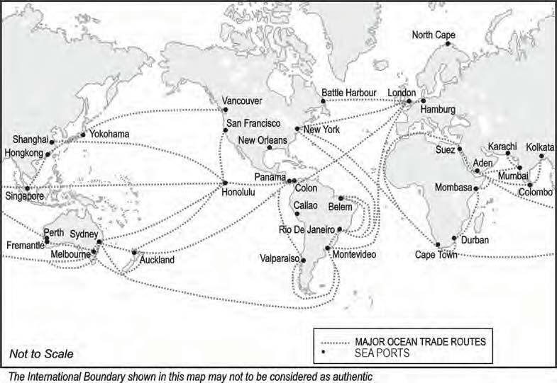 Fig. 8.9: Major Ocean Trade Routes and Sea Ports The Northern Atlantic Sea Route This links North-eastern U.S.A. and Northwestern Europe, the two industrially developed regions of the world.