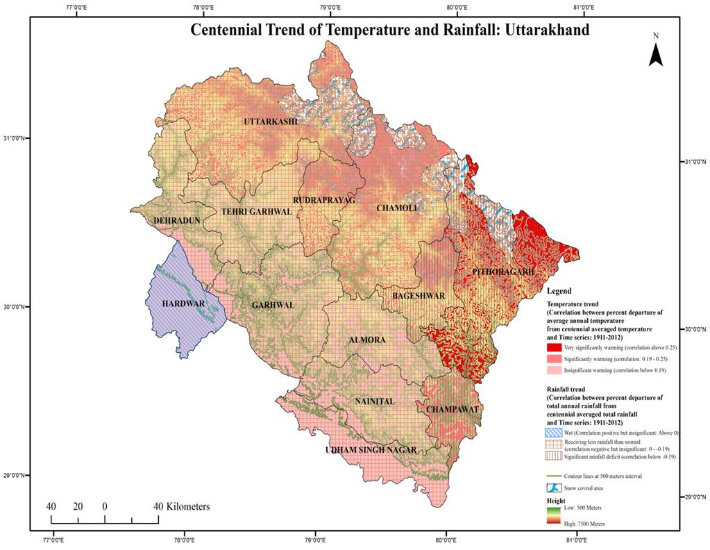 90 Afr. J. Environ. Sci. Technol. Figure 3. Temperature and rainfall trend of Uttarakhand. zone have shown lowest departures.