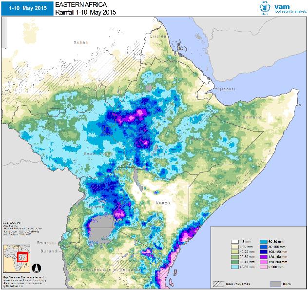 In May, performance was patchier with late rains in Afar and Tigray and some dryness in northern Kenya Good rains elsewhere led to much better than