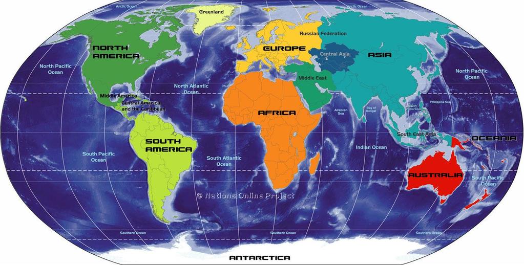 The continents of the world have