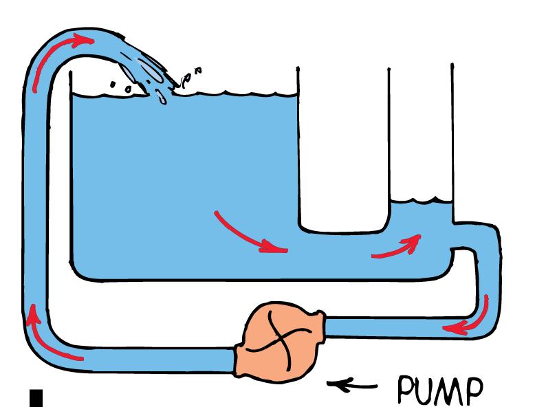 Flow of Charge Water continues to flow because a difference in