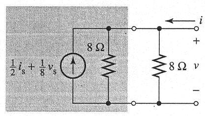 If we apply a source transformation to the current source and its parallel 4 Ω resistor, we obtain the equivalent shown:
