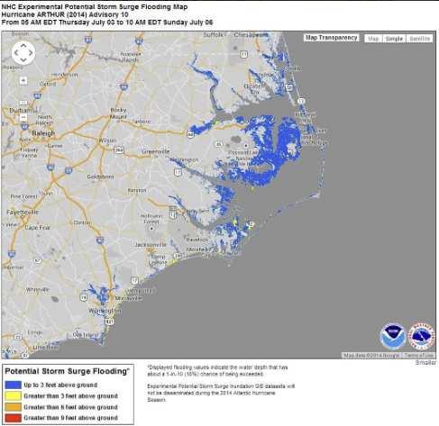 Real-time NHC Storm Surge Products Watch/Warning Graphic Primary audience is the general public.