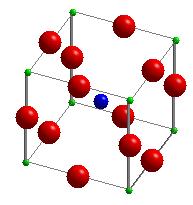 has; one titanium atom located in the center of the cubic cell; one calcium atom from the eight 1 8 three oxygen atoms from the six 1 2 the six face centered atoms.