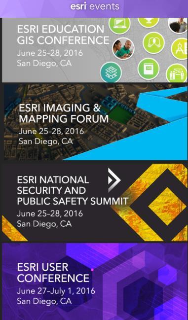 in the Esri Events App Find the