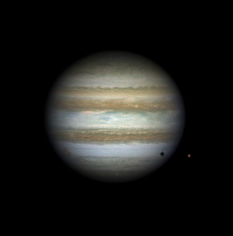 Jupiter, with transit of satellite Europa. Here's the image I captured of Jupiter and Europa on Dec 13 2012 at 10:12 PM.