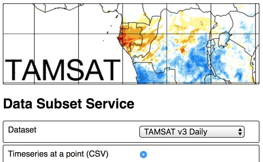 TAMSAT Data Subsetting Tool Users can extract data for any