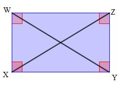 AC = 5cm Example3:In the rectangle WXYZ, XY + YZ = 17cm and XZ +YW = 26cm. calculate the length and breadth of the rectangle.