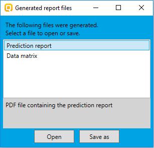 Report Generation report After the click on the Create report button, Generated report files window appears.