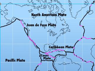 What kind of plate boundary is found where the North American and Caribbean Plates meet? a. Caribbean boundary b.