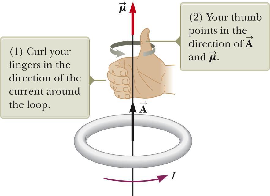 Direction The right-hand rule can be used to determine the direction of A.