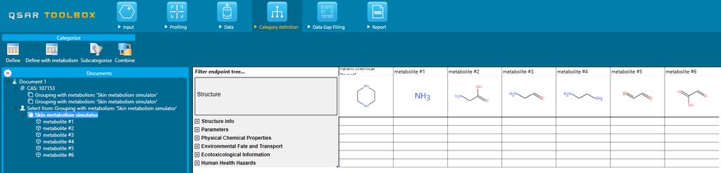 Define with metabolism Case 2 A parent list (1) (consists of the target structure and all generated metabolites) with