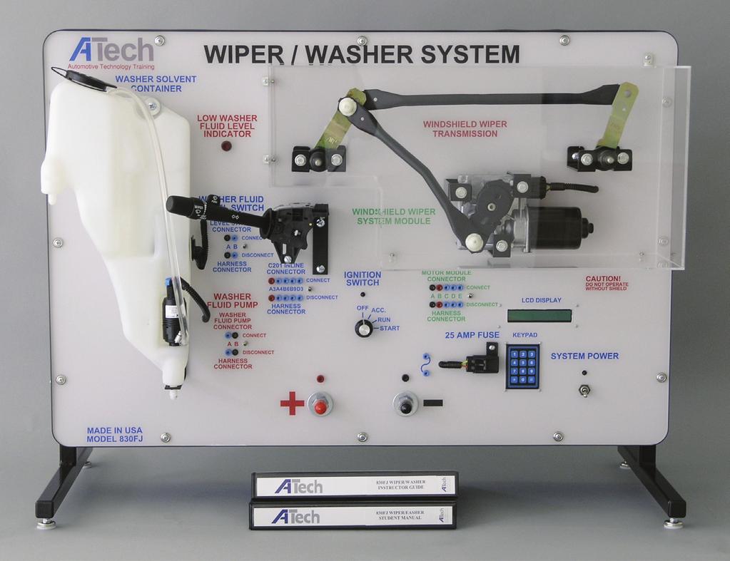 Available for Immediate Delivery Wiper / Washer System The ATech Wiper/Washer System Trainer (model 830FJ) is designed to teach computer and network controlled automotive witper/washer system