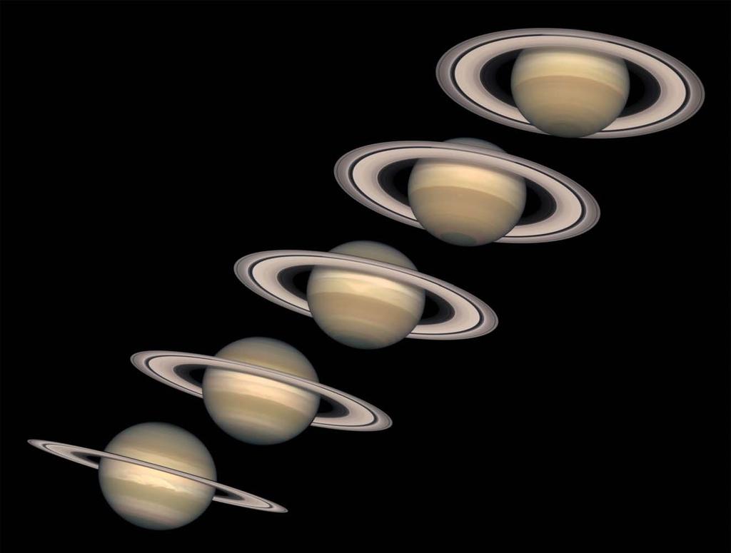 Orientation of Saturn s Rings The tilt of Saturn s equator is about 27 degrees relative to the