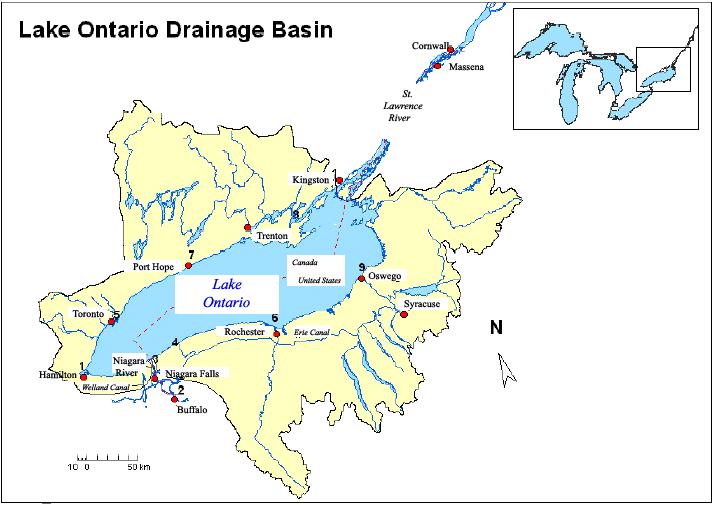 averages 7400 m 3 /second (Rukavina et al., 1990). The Lake Ontario Drainage Basin is represented in Figure 1.