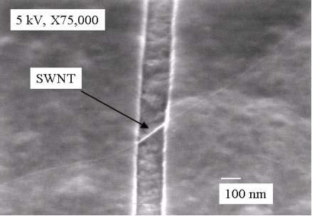 Switching has been demonstrated in deposited MWNT structures, where individual tubes were located by SEM for subsequent e-beam and thin film processing [302].