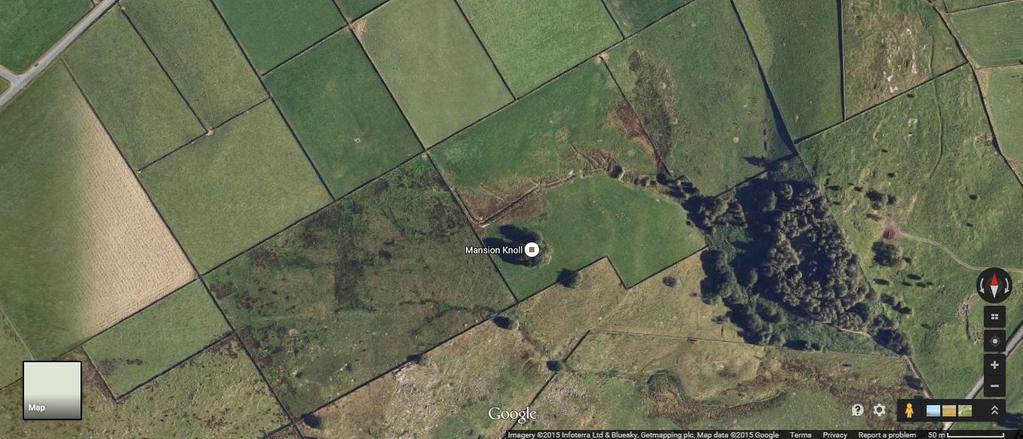 Figure 1 Screenshot from Google Earth showing the location of Mansion Knoll in its immediate landscape setting. Aerial photography is copyright Google Earth 20