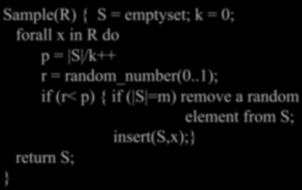 = 0; forall x in R do p = S /k++ r = random_number(0.