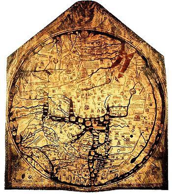 Hereford Map 1300 CE England Single sheet of