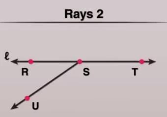 A ray begins at a point called its endpoint and then extends infinitely far in one direction. To name a ray, a single pointed arrow is place over the two letters.