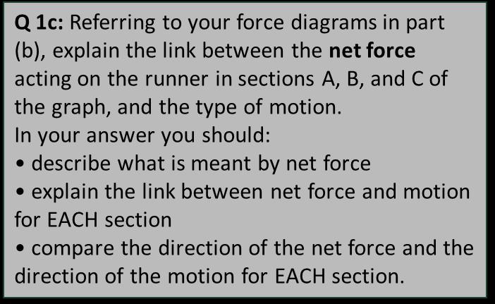 runner is accelerating, decelerating or maintaining constant speed. If the net force is pointing in the same direction as the direction of motion, the object accelerates.
