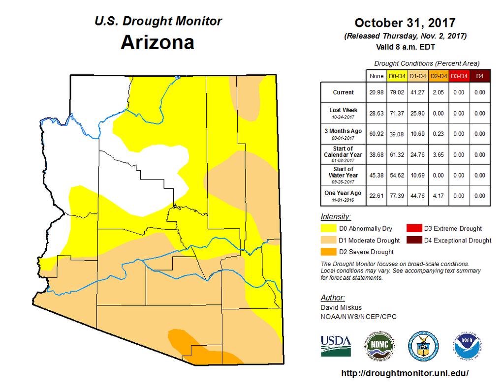 Short term Drought Maps October 31 on left and November 28 on right.