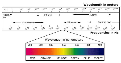 The various forms of radiation are organized according to their wavelengths