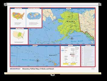 WALL MAPS GRADES 2-5 Achievement Series ELEMENTARY POLITICAL Elementary Political Map of the World, 70" x 52" All Elementary Political Maps Durable, markable, and washable Bright relief for a