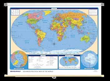 WALL MAPS GRADES 6-12+ Achievement Series ADVANCED POLITICAL Advanced Political Map of the World, 70" x 52" All Advanced Political Maps Durable, markable, and washable Bright relief for