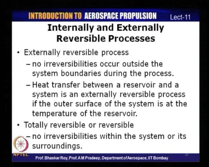 There are 2 types of reversible processes that are possible: internally reversible processes and externally reversible processes.