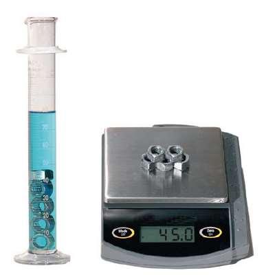 If 45 g of titanium are added to a graduated cylinder containing 50 ml of water, what will